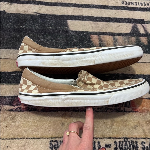 Vans Men's Brown Checkered Slip-On Sneakers - Picture 5 of 6